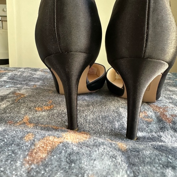 Erijunor Black Satin Embellished D’Orsay Heels - Picture 2 of 3